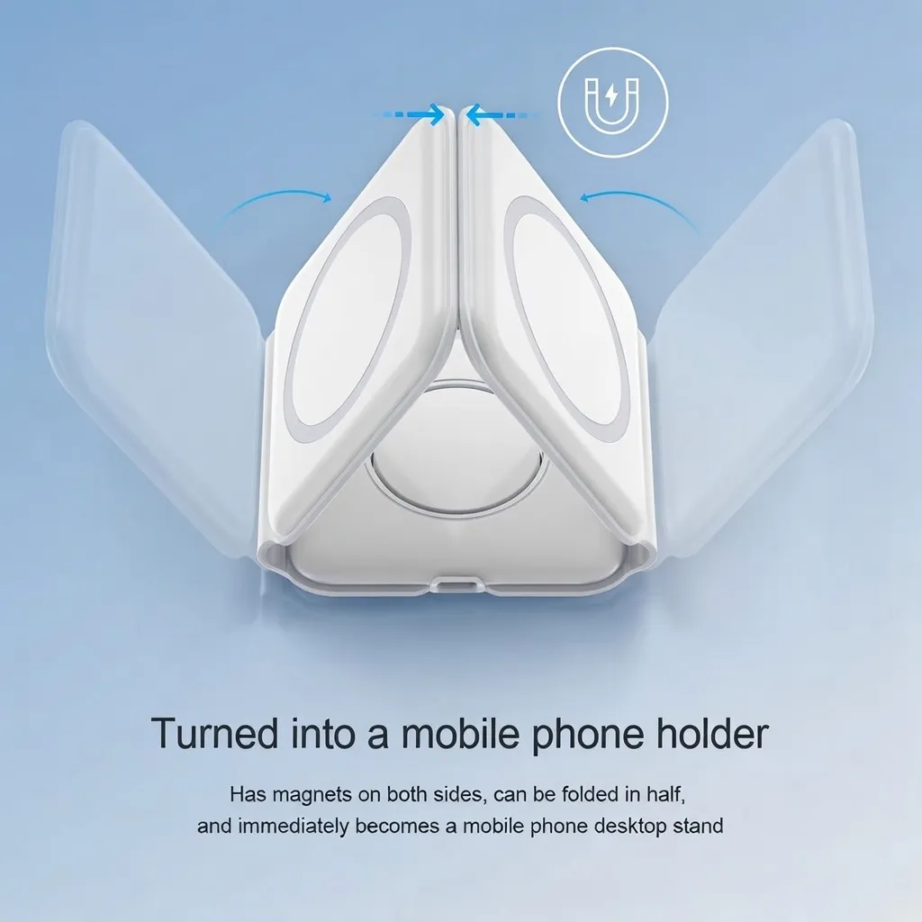Certified Fast 3‑in‑1 Folding Magnetic Wireless Charger for Smartphones in Bangladesh