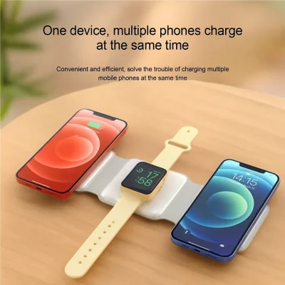 Certified Fast 3‑in‑1 Folding Magnetic Wireless Charger for Smartphones in Bangladesh