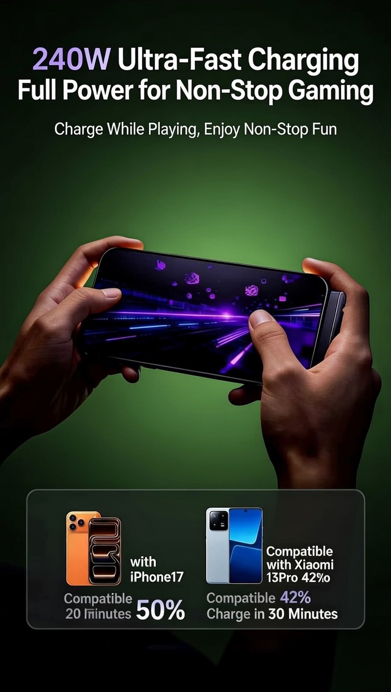 4‑in‑1 240W Multi Charger Cord Bangladesh (with phone holder)