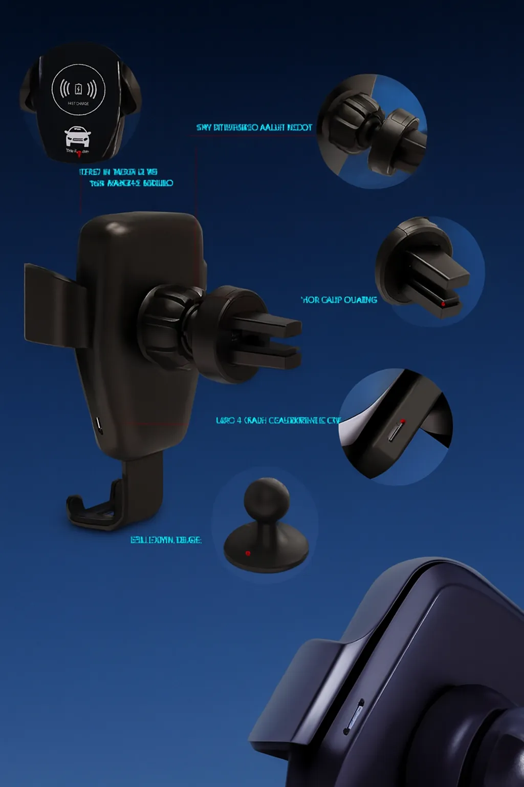 Best QC3.0 360° Magnetic 7.5W Fast Wireless Car Charger BD