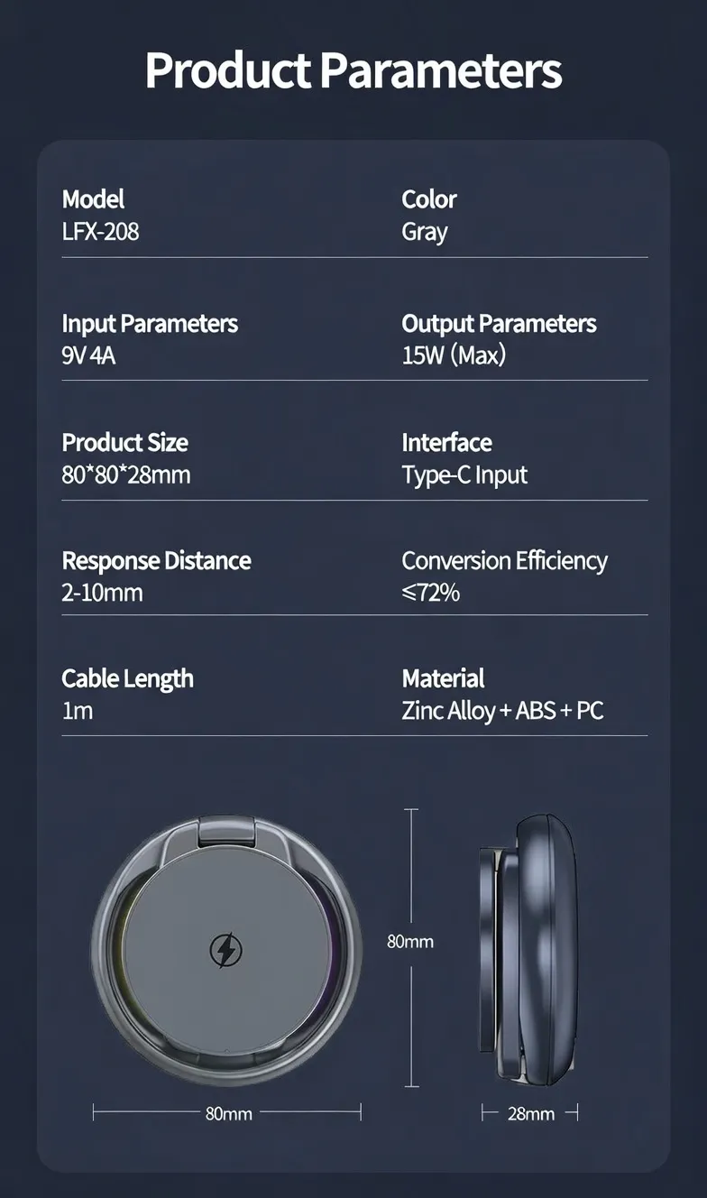 Powerful 10W Magnetic Wireless Charger Station for Smartphones