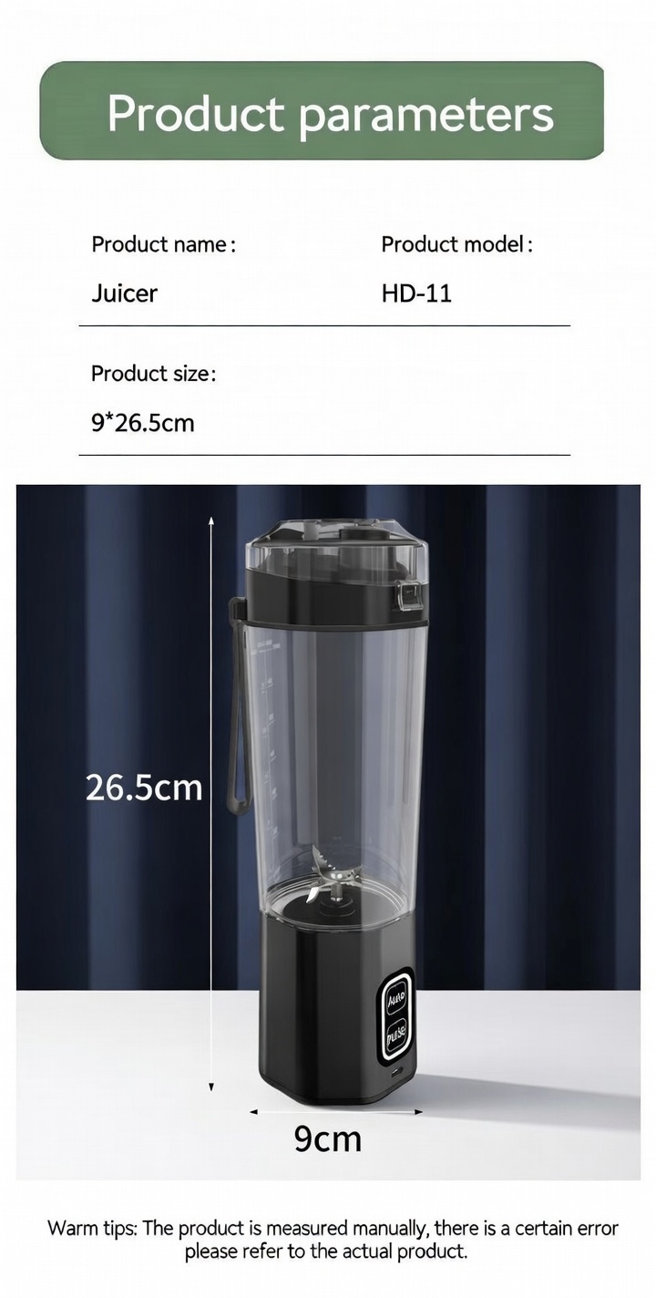 Powerful 6000mAh Rechargeable Mini Portable USB Blender BD