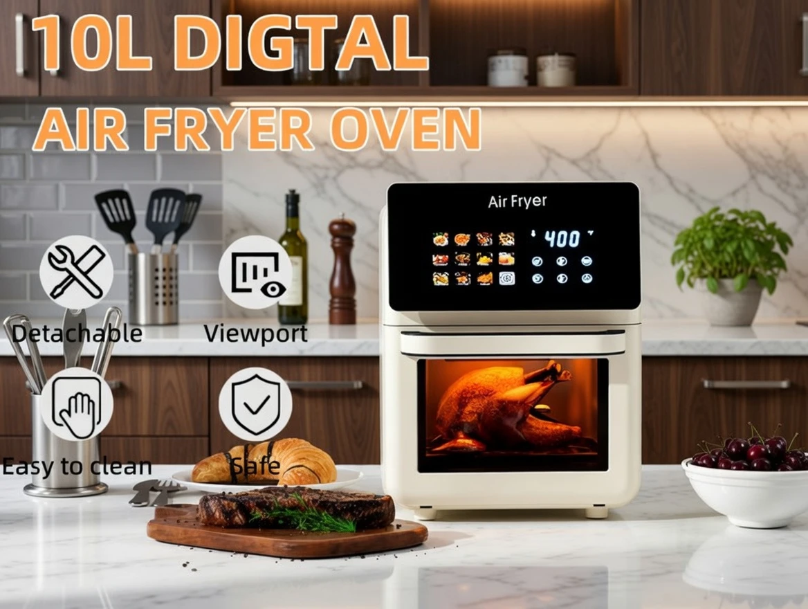 12-in-1 Smart Pro 10L Air Fryer Oven with Grill Combo & Glass Window - Now in Bangladesh