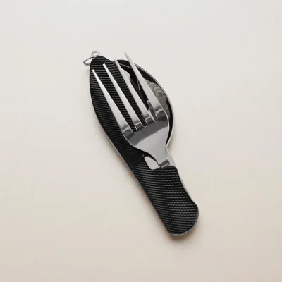 4-in-1 Folding Camping Cutlery Set Stainless Steel Travel Utensils | Now in Bangladesh