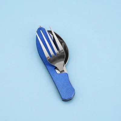 4-in-1 Folding Camping Cutlery Set Stainless Steel Travel Utensils | Now in Bangladesh