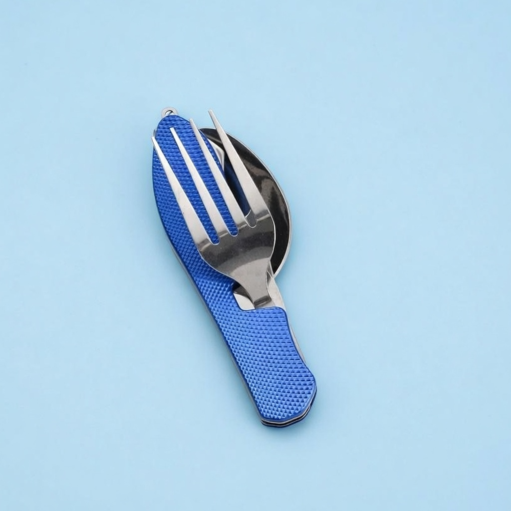 4-in-1 Folding Camping Cutlery Set Stainless Steel Travel Utensils | Now in Bangladesh
