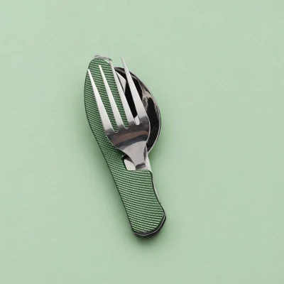 4-in-1 Folding Camping Cutlery Set Stainless Steel Travel Utensils | Now in Bangladesh