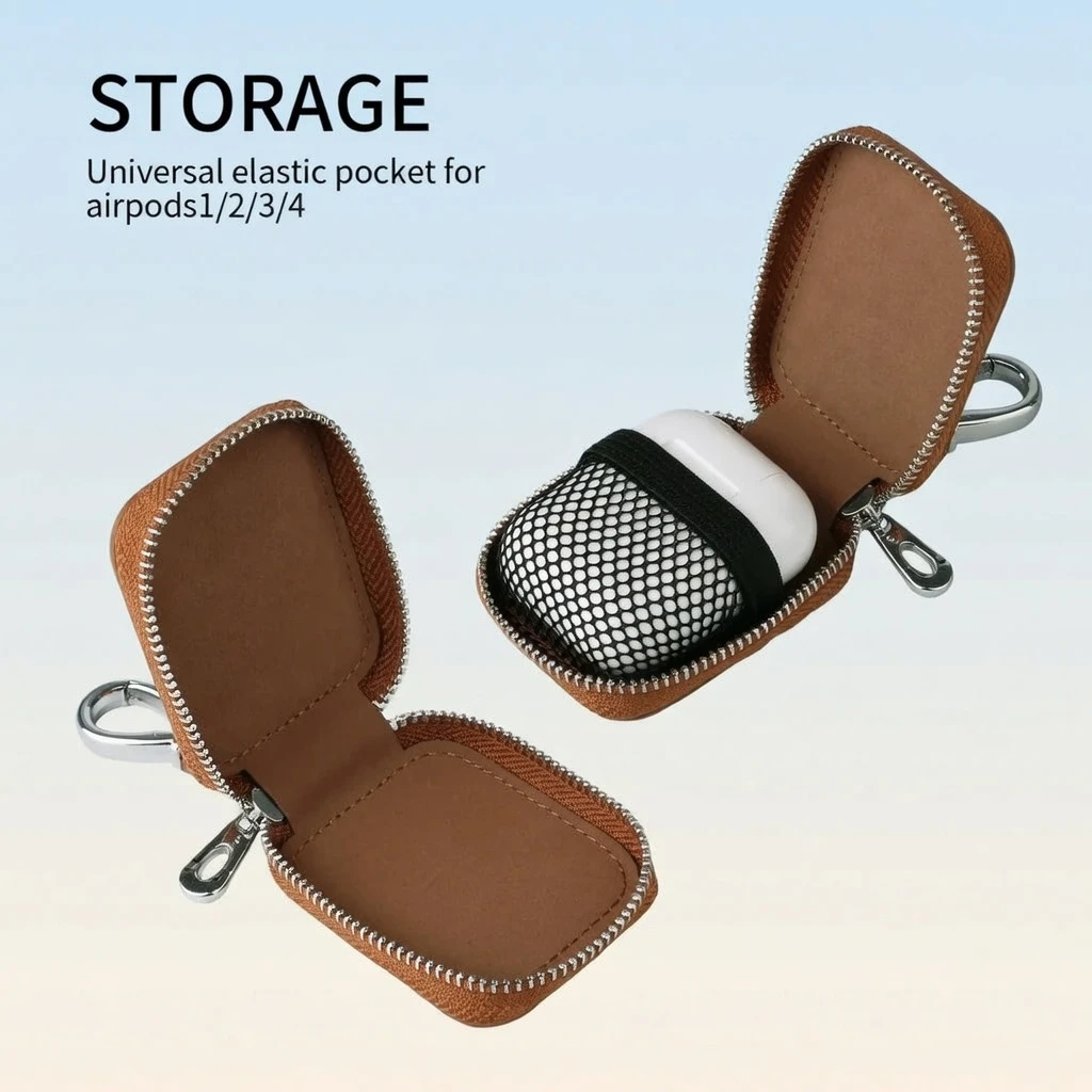 Best Slim AirPods PU Leather Protective Case with Anti-Loss Hook Perfect for AirPods Pro 3-2-1