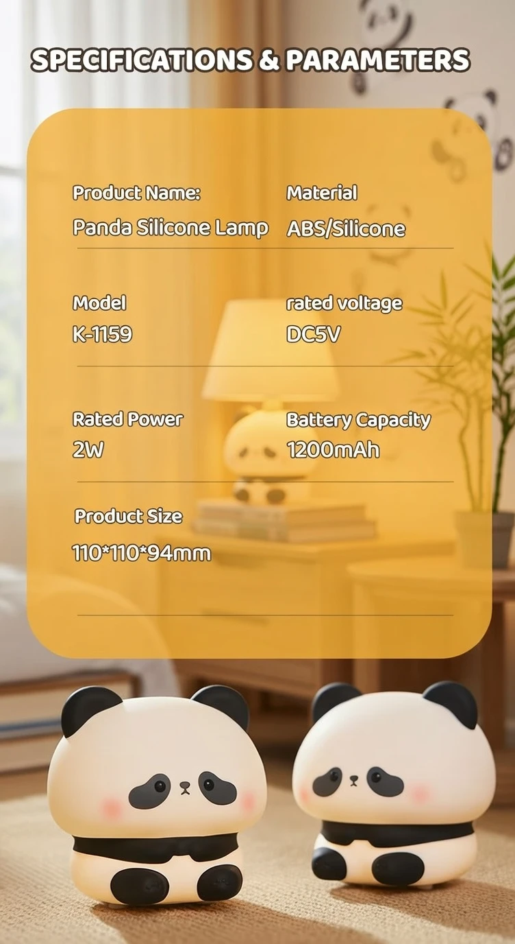 Cute Panda Night Lamp Silicone Touch & USB Rechargeable - Now in Bangladesh - AmarXpress