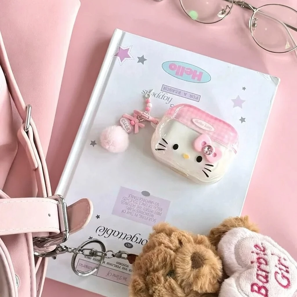 Cute Pink Kitty AirPods Silicone Protective Case with Keychain for AirPods 1/2/3/4/Pro/Pro2/Pro3 | Now in Bangladesh
