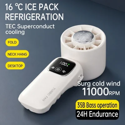Expert Digital Display Neck & Handheld Portable Cooling Fan with 4000mAh Powerful Battery Now in Bangladesh