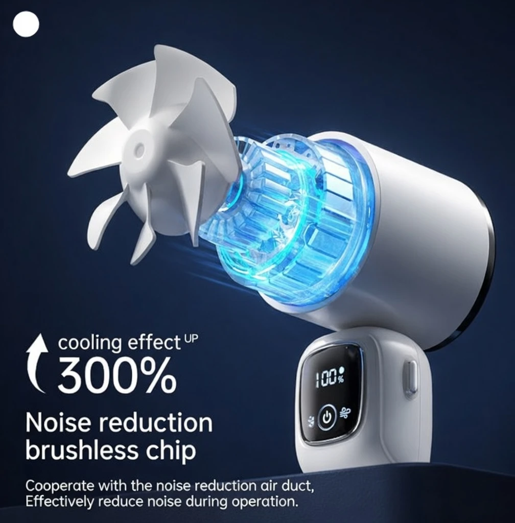 Expert Digital Display Neck & Handheld Portable Cooling Fan with 4000mAh Powerful Battery Now in Bangladesh