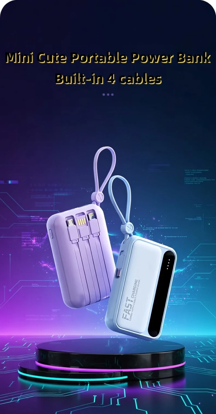 22.5W Fast Charging 10000mAh Power Bank BD Built-in Cable - AmarXpress
