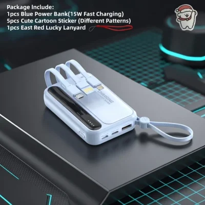 22.5W Fast Charging 10000mAh Power Bank BD Built-in Cable - AmarXpress