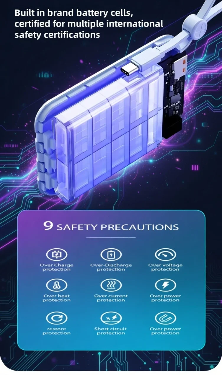 22.5W Fast Charging 10000mAh Power Bank BD Built-in Cable - AmarXpress