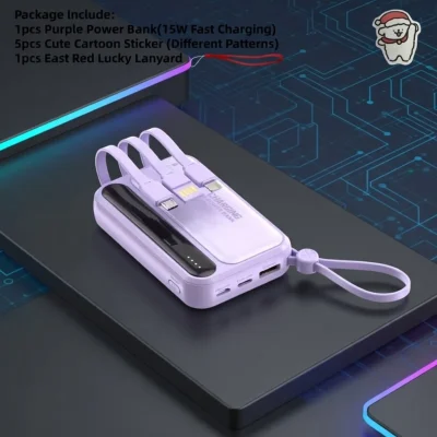 22.5W Fast Charging 10000mAh Power Bank BD Built-in Cable - AmarXpress