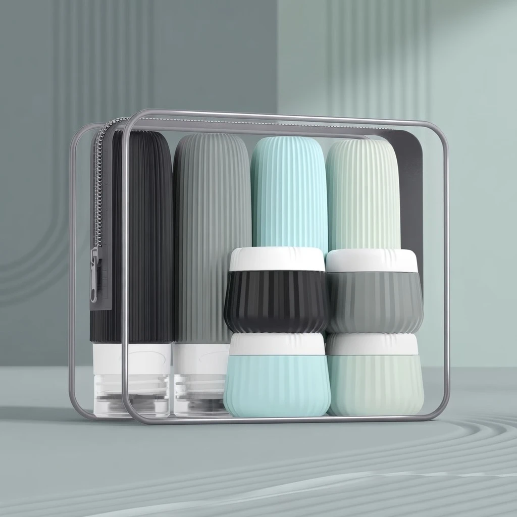 8-Pc Travel Toiletry Bottles – Leak-Proof & Non-Toxic, Refill & Safe for Skincare - AmarXpress