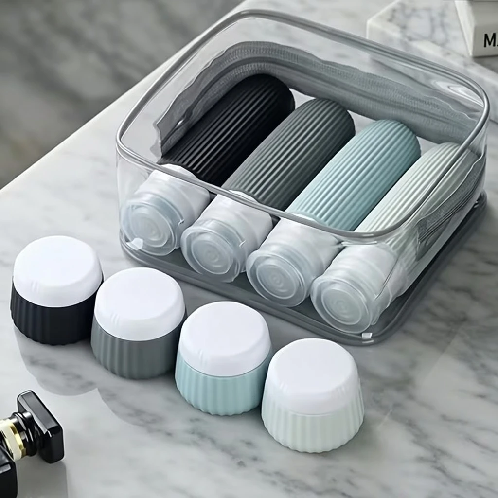 8-Pc Travel Toiletry Bottles – Leak-Proof & Non-Toxic, Refill & Safe for Skincare - AmarXpress