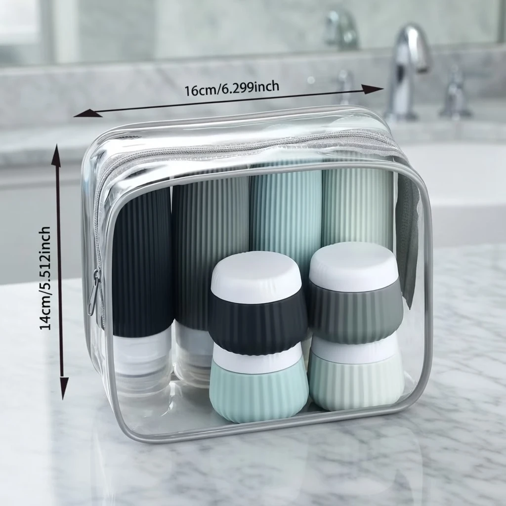 8-Pc Travel Toiletry Bottles – Leak-Proof & Non-Toxic, Refill & Safe for Skincare - AmarXpress