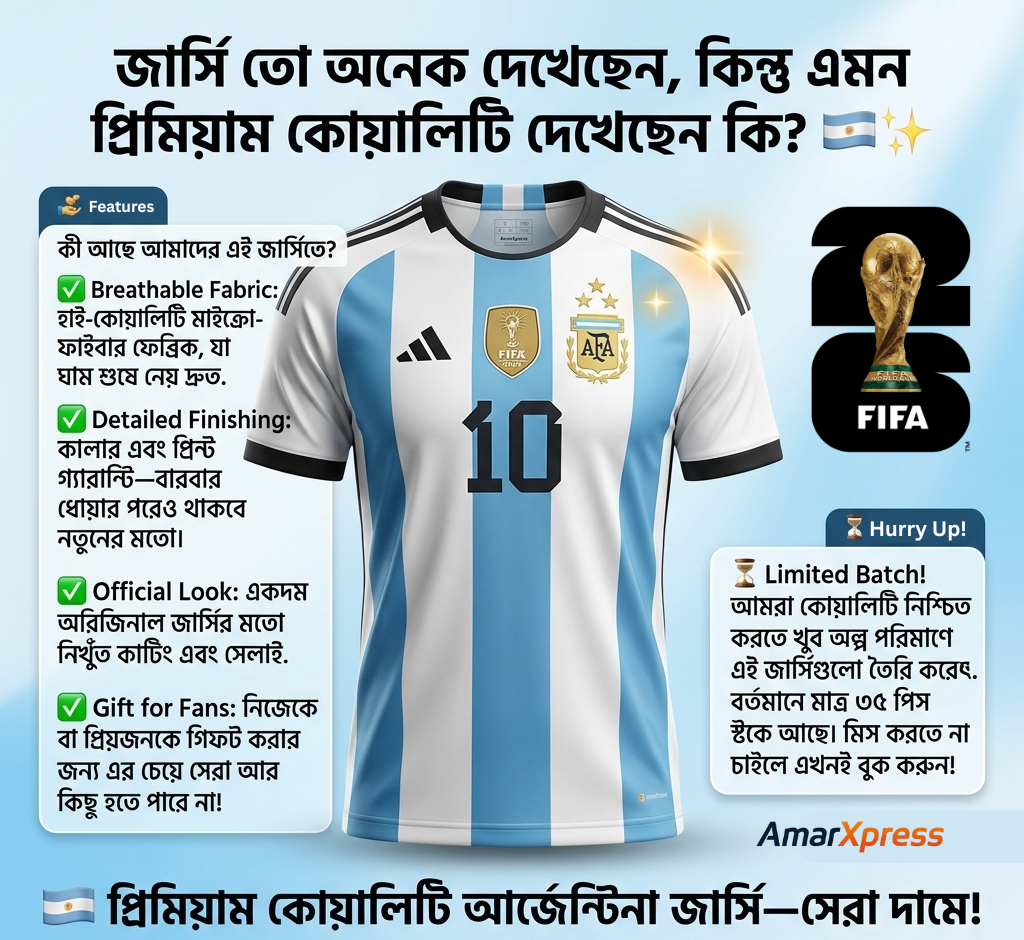 Argentina FIFA Official Style 2026 Authentic Men's Home Jersey - AmarXpress