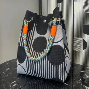 Elegant Geometric Foldable Fabric Print for Traveling Women Tote Bag BD - AmarXpress