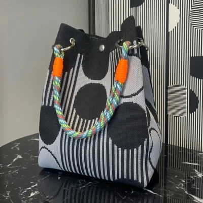 Elegant Geometric Foldable Fabric Print for Traveling Women Tote Bag BD - AmarXpress