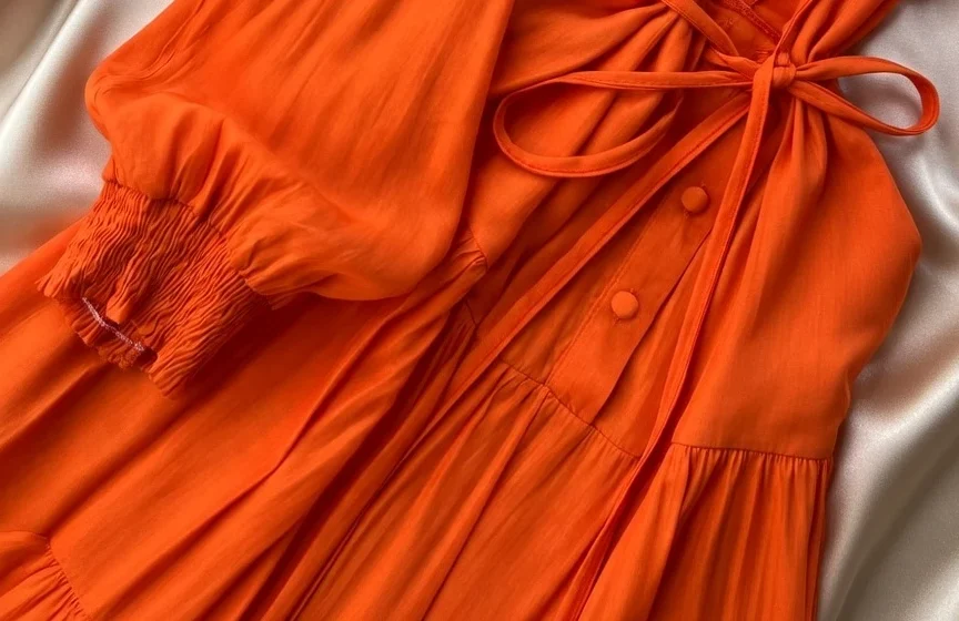 French Khaki Retro Knee-Length Dress – Loose Fit Waist Strap – AmarXpress