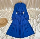 French Khaki Retro Knee-Length Dress – Loose Fit Waist Strap – AmarXpress