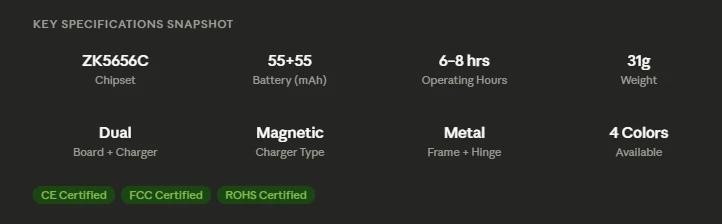 G13 Smart Glasses BD – BT Music & Calls – 6-8Hr Battery – CE Certified – AmarXpress