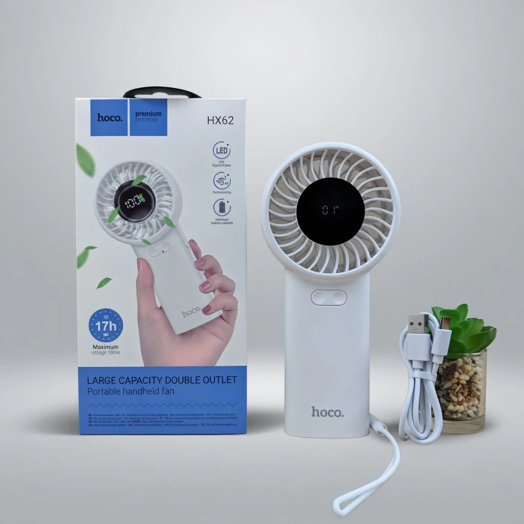 HOCO HX62 Mini Fan BD - Portable Handheld - 6000mAh - 17Hr - Ultra-Quiet - Fast Cooling - AmarXpress