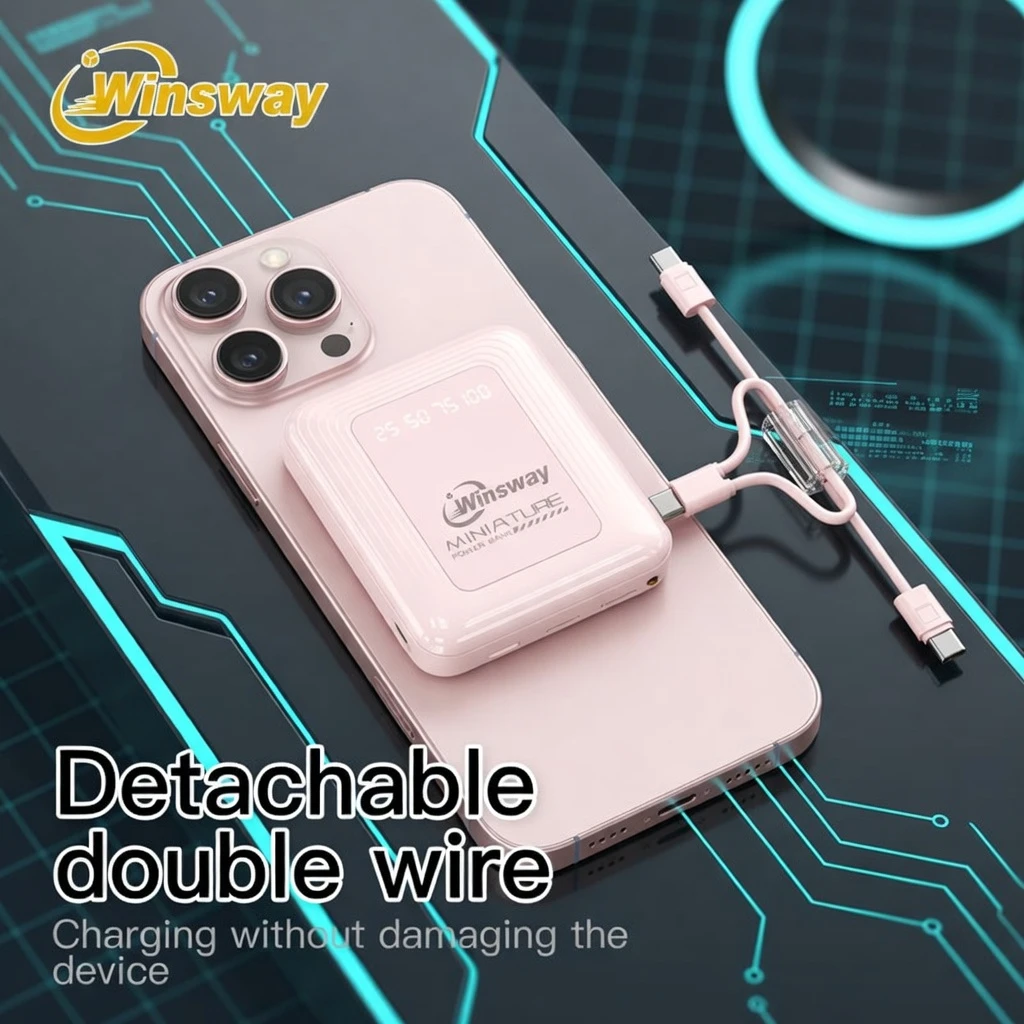 LED Display Built-in Cable Fast Charge 20000mAh Mini Power Bank BD - AmarXpress