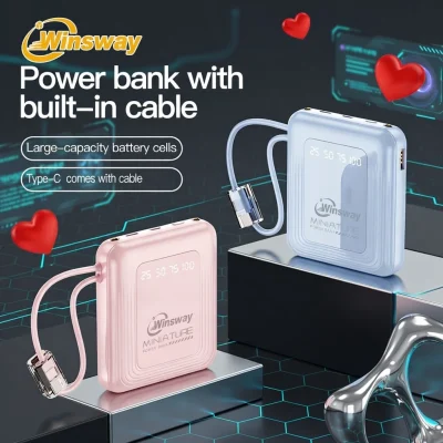 LED Display Built-in Cable Fast Charge 20000mAh Mini Power Bank BD - AmarXpress