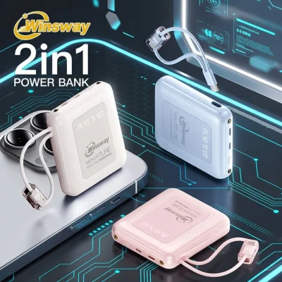 LED Display Built-in Cable Fast Charge 20000mAh Mini Power Bank BD - AmarXpress