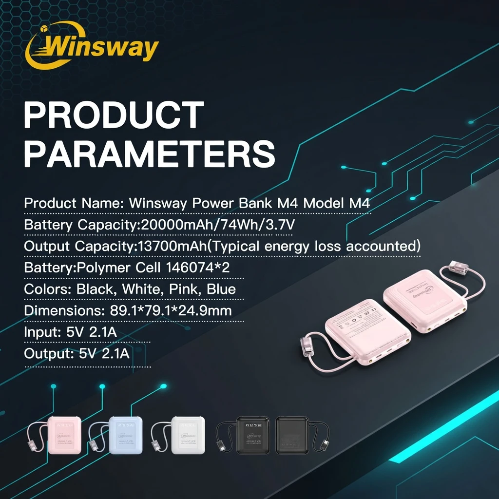 LED Display Built-in Cable Fast Charge 20000mAh Mini Power Bank BD - AmarXpress