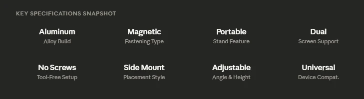 Magnetic Aluminum Dual Screen Laptop Stand – for Laptop & Phone – AmarXpress