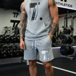 Men's Sleeveless Sports Blue Hoodie & Pants - Gym & Casual Wear | Price in Bangladesh - Light Grey