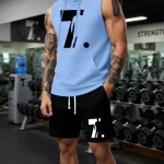 Men's Sleeveless Sports Blue Hoodie & Pants - Gym & Casual Wear | Price in Bangladesh - Blue