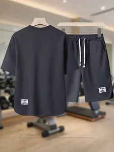 Men Waffle Sports Set BD – Summer Apricot Tee & Shorts - Cool Casual - AmarXpress