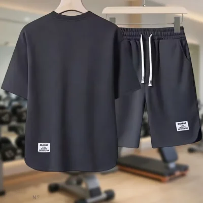 Men Waffle Sports Set BD – Summer Apricot Tee & Shorts - Cool Casual - AmarXpress