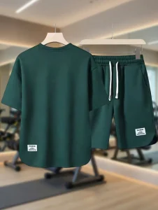 Men Waffle Sports Set BD – Summer Apricot Tee & Shorts - Cool Casual - AmarXpress