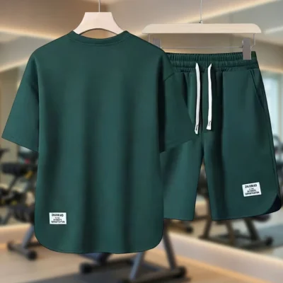 Men Waffle Sports Set BD – Summer Apricot Tee & Shorts - Cool Casual - AmarXpress