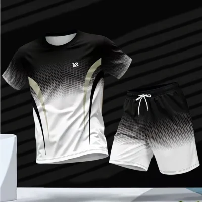 Men's 2pc Gradient Sports Jersey Set BD – T-Shirt & Shorts - AmarXpress