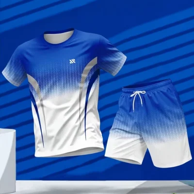 Men's 2pc Gradient Sports Jersey Set BD – T-Shirt & Shorts - AmarXpress