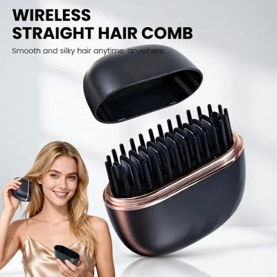Mini Hair Straightener Brush BD – Hot Comb – Fast & Portable – USB Rechargeable – AmarXpress