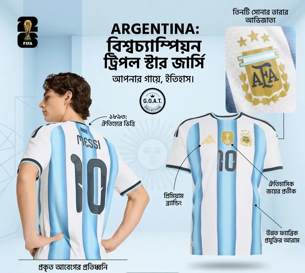 Official Style 2026 Argentina Home Jersey BD – Premium Quality – FIFA World Cup 2026™ – AmarXpress