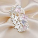 Painted Flower Elastic Bracelet BD – Gold Alloy - Elastic Bangle - AmarXpress