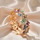 Painted Flower Elastic Bracelet BD – Gold Alloy - Elastic Bangle - AmarXpress