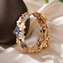 Painted Flower Elastic Bracelet BD – Gold Alloy - Elastic Bangle - AmarXpress