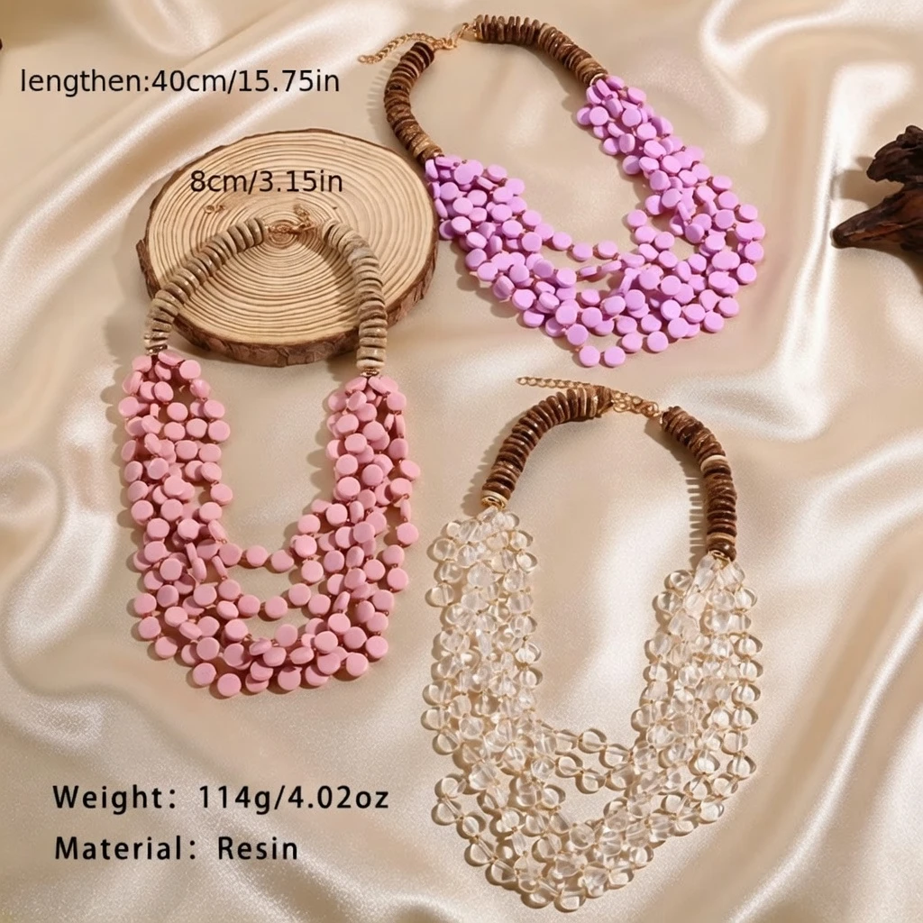 Resin Beaded Multi-Layer Necklace BD – Boho Vintage – Party Wear Jewelry – AmarXpress