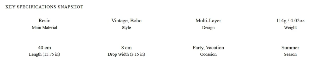 Main Features - Resin Beaded Multi-Layer Necklace BD – Boho Vintage – Party Wear Jewelry – AmarXpress